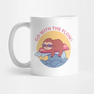 Sloth Chillin On Surfboard, Go With The Flow Mug